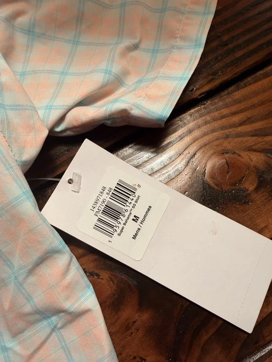 Columbia Men’s Short-Sleeve Plaid Shirt - Light Blue & Peach - Picture 3 of 3